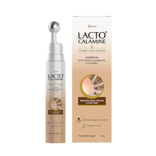 Image of Lacto Calamine Under Eye Cream For Dark Circles for Women & Men | Fine Lines & Puffy Eyes With Cooling Massage Roller | 