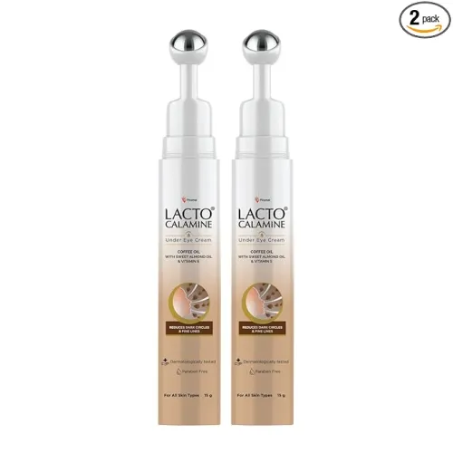Image of Lacto Calamine Under Eye Cream For Dark Circles for Women & Men | Fine Lines & Puffy Eyes With Cooling Massage Roller
