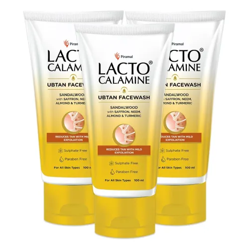 Image of Lacto Calamine Ubtan Face Wash for Glowing Skin 100 ml Pack of 3