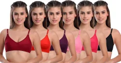 Lady Soft Pack of 6 Women T-Shirt Non Padded Bra (Multicolor)