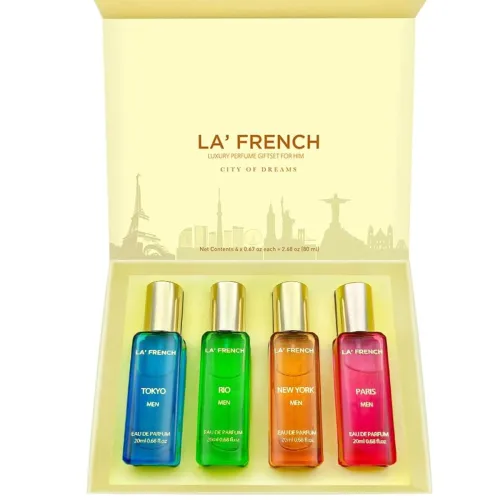 Image of La French Luxury Perfume Gift Set for Men – 4 × 20ml | Spicy, Floral, Musk & Fresh Long-Lasting Fragrances | Premium Men