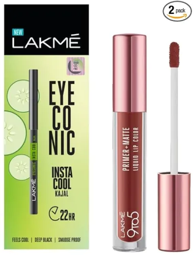 Image of Lakmé 9to5 Liquid Lip Color & Eyeconic Kajal Combo