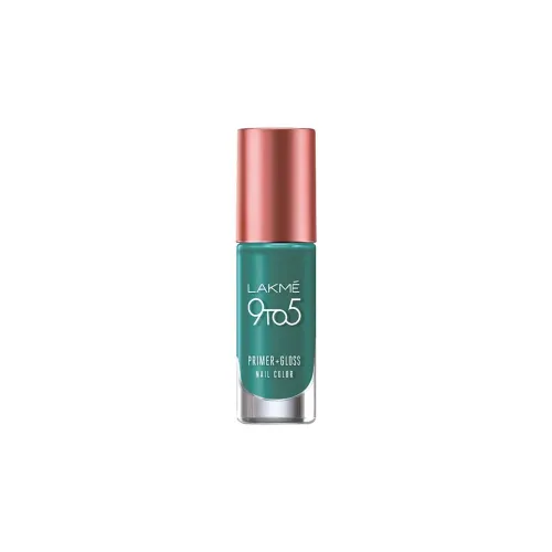 Image of Lakmé 9 to 5 Primer + Gloss Nail Colour, Teal Deal, 6 ml