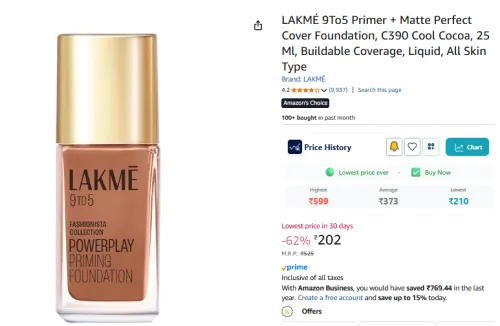 Image of LAKMÉ 9To5 Primer + Matte Perfect Cover Foundation
