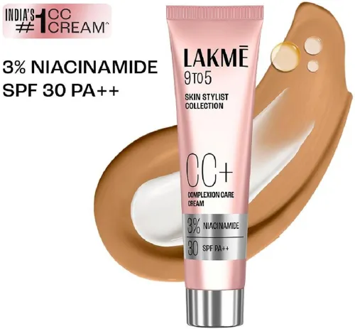 Image of Lakmé 9 to 5 CC Cream Almond with 3% Niacinamide Complex SPF 30 PA++ Foundation (Almond, 30 g)