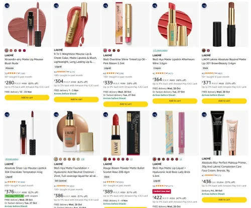 Image of LAKMÉ Beauty Products at minimum 60% Discount