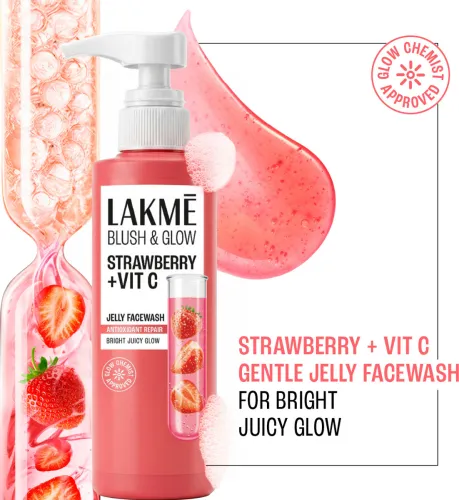 Image of Lakmé Blush & Glow Strawberry + Vitamin C Jelly Face Wash