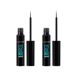 LAKMÉ Eyeconic Liquid Eye Liner, Black, Long Lasting Matte Waterproof Liner - Smudge Proof, Transfer Proof Eye Makeup for 24 hrs, 4.5 ml (Pack of 2)