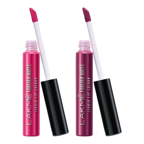 Image of LAKMÉ Forever Matte Liquid Lip Colour, Wine Glow, 5.6ml & LAKMÉ Forever Matte Liquid Lip Colour, Pink Prom, 5.6ml