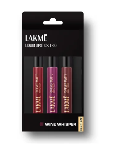 Image of Lakmé Liquid Lipstick Trio- Wine Whisper, Forever Matte, Light-weight, Pack of 3