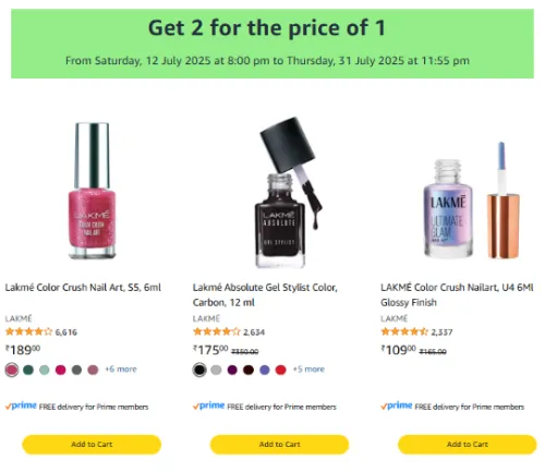 Image of Lakmé Nail Color : Get 2 for the price of 1
