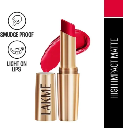 Image of Lakmé Primer + Matte Lipstick, Lightweight, Lasts For 16Hrs (Red Coat, 3.6 g)