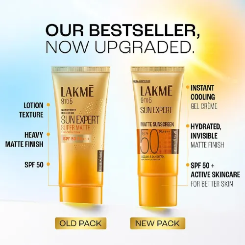 Image of Lakmé Sunscreen - SPF 50 PA+++ 9 To 5 Sun Expert Super Matte (100 ml)