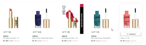 Image of Lakme at minimum 73% Discount