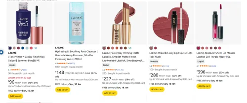 Image of Lakme Beauty Product Minimum 60% Discount