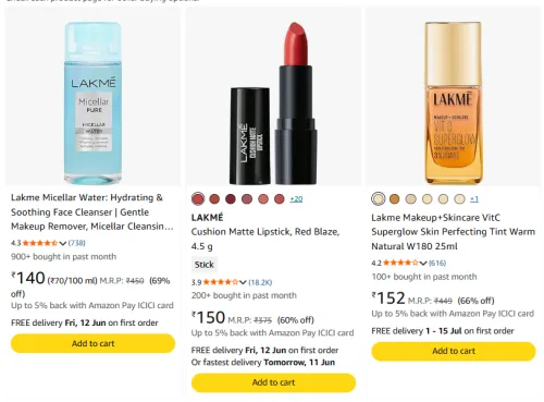 Image of Lakme Beauty Product Minimum 70% Discount