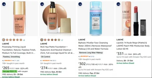 Image of Lakme Beauty Products at minimum 70% Discount