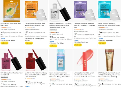 Image of Lakme Beauty Products starting @ ₹40