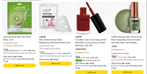 Image of Lakme Beauty Products Starting at ₹52