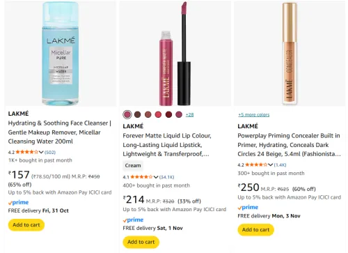Image of Lakme Beauty Products upto 65% Discount
