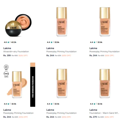 Image of Lakme Foundations @ Minimum 60% Discount