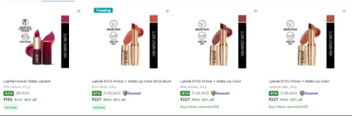 Image of Lakme Lipstick Starting From @ ₹150