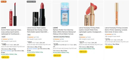 Image of Lakme Lipstick upto 30% discount 
