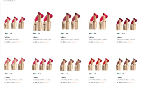 Image of Lakme Lipsticks at minimum 70% Discount 