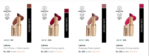 Image of Lakme Matte Lipstick Starting ₹325 