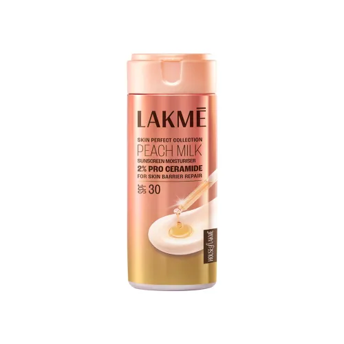 Image of Lakme Peach Moisturiser with SPF 30 & Ceramide UV Defense & Barrier Repair - 200ml