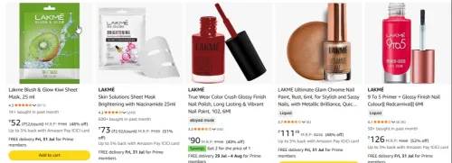 Image of LAKME products up to 52% Discount 