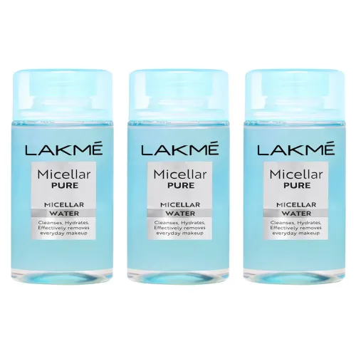 Image of Lakme Set of 3 Pure Micellar Water for Makeup Removal - 200 ml each