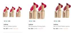 Lakme Set of 3 Matte Lipstick up to 75% Discount