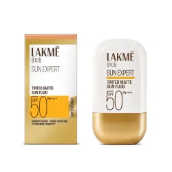 Lakme Sun Expert Tinted Dry Matte Sunscreen Fluid SPF 50+ PA++++ | 1% Ceramide Complex for Skin Barrier Repair | Sheer C