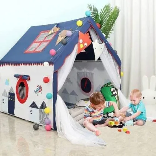 Image of Lalakiya'S Kids Play Tent House For 3-13 Year Old Kids Girls And Boys (Blue City)