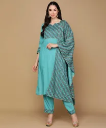 Lamba Creations  Solid, Printed Kurta, Trouser / Pant & Dupatta Set
