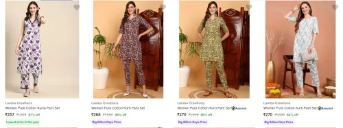 Image of Lamba Creations Women's Ethnic Sets upto 87% Discount