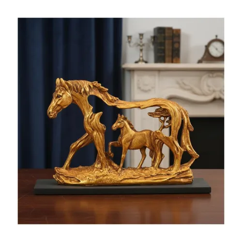 Image of Lamcy Plaza Resin Golden Running Horse Statue 