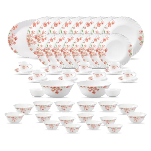 Image of La Opala Classique 53-Piece Opalware Dinner Set, Aster Pink
