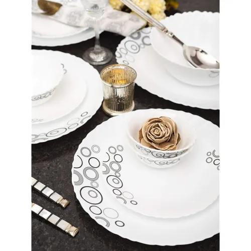 Image of La Opala Diva Classique 33-Pc Opal Glass Dinner Set – Misty Drops