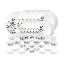 La Opala Novo Collection Opal Glass Crockery | for Family of 6 | Dinner Set 35 pcs Silken Charm | Plates & Bowls for Din