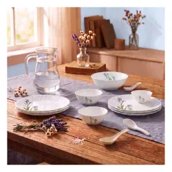 La Opala Novo Opalware Dinner Set, 35 Pcs for Family of 6, Blue Florets