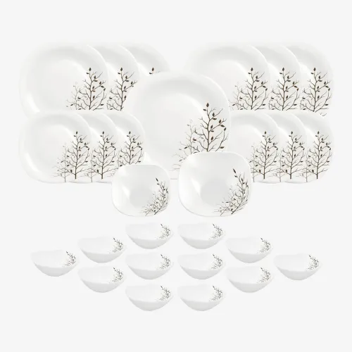 Image of LAOPALA Pack of 27 Opalware Dinner Set (White, Microwave Safe)