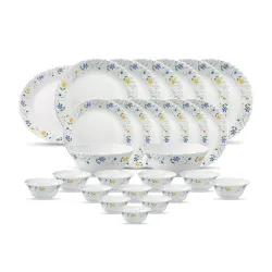 La Opala Diva Classique 27-Piece Opal Glass Dinner Set - Twilight Bouquet