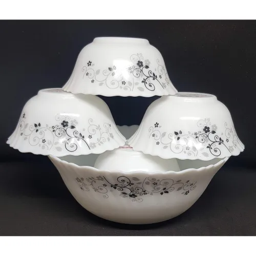 Image of La Opala Diva Mystrio Black Desert Opal Glass Set (5 Pieces, White)