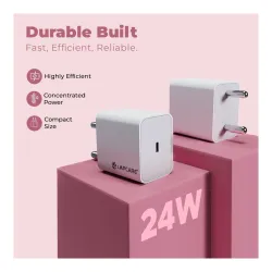 LAPCARE 24W PD Charger with Type-C to Type-C Cable