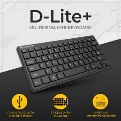 LAPCARE D-Lite Plus Wired Black Wired USB Laptop-size Desktop Keyboard Compatible with Desktop, Laptop, Mac (Black)