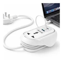 LAPCARE Grip 5-in-1 Desktop Power Strip with 67W GaN Fast Charging, 2 Universal 3 Pin Socket, 2 Type-C PD Ports, 1 USB-A Port, Surge Protection, Fire-Resistant, Compact Power Hub for Home &....