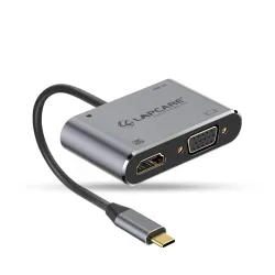 Lapcare LC411 USB-C USB Hub / Docking Station (4-in-1) with 4K 30Hz HDMI, USB 3.0, VGA, Type-C Data, PD Charging, Type-C