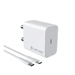 LAPCARE 24W Type-C PD Charger with Cable – White